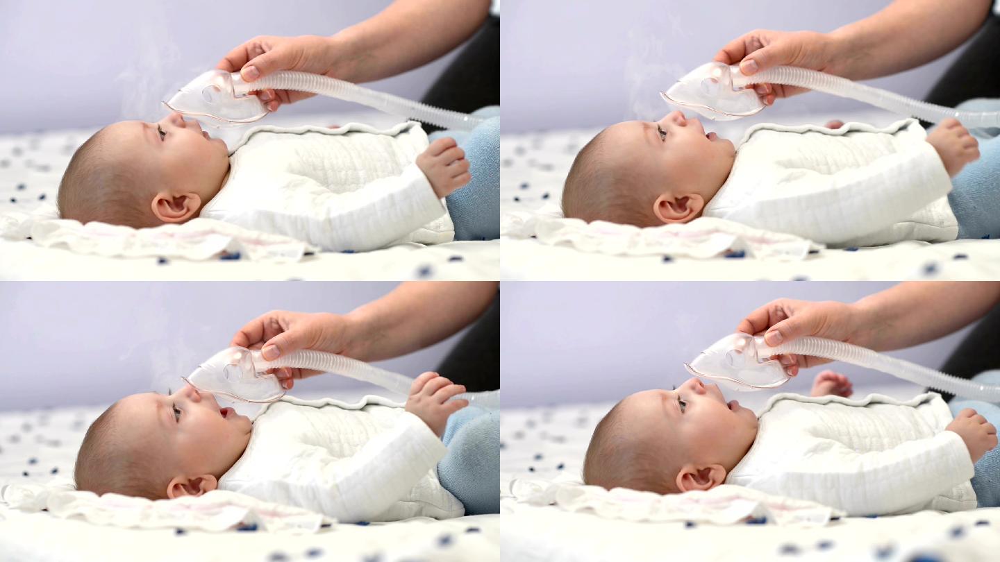 婴儿接受呼吸治疗人体内脏雾化器吸入