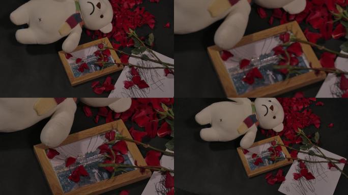 相框  愤怒的小熊  摔碎   玫瑰花