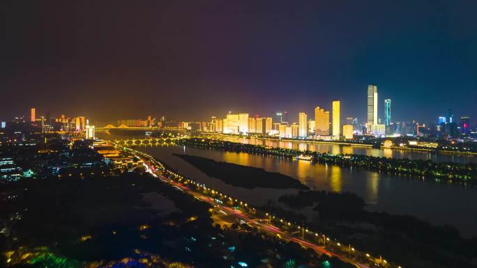 4K航拍延时长沙芙蓉区城市夜景