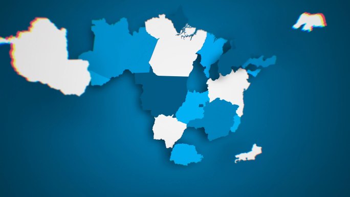 巴西动态图形动画地图-蓝色