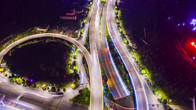 毕节同心立交桥航拍夜景延时