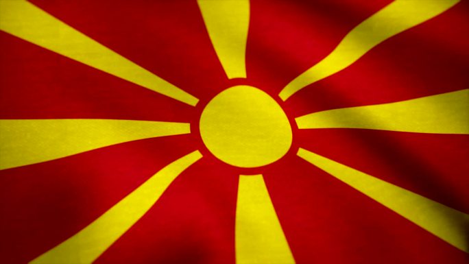 马其顿共和国国旗旗帜飘动飘扬飘荡