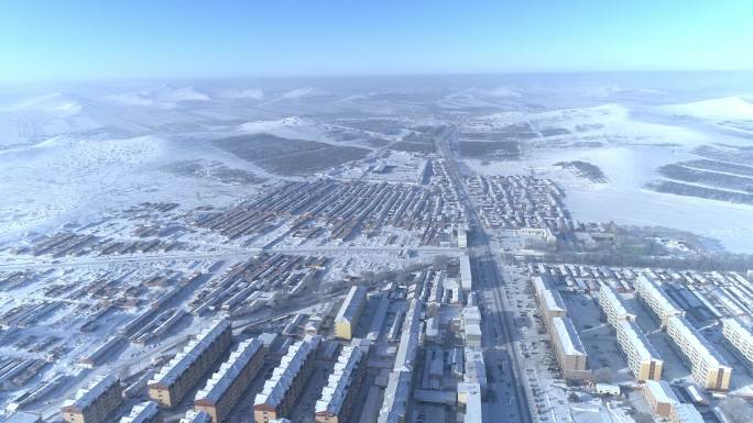 航拍空镜北方冬季雪景