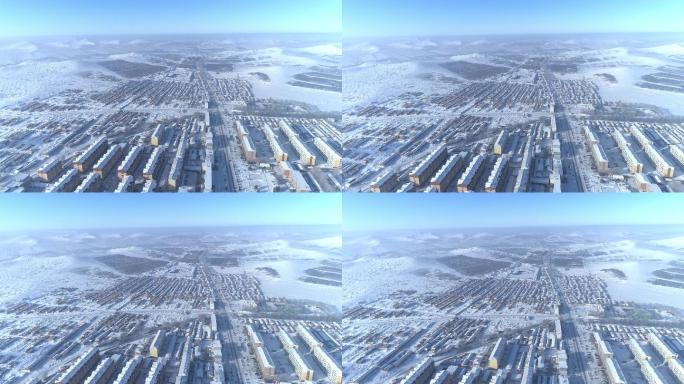 航拍空镜北方冬季雪景