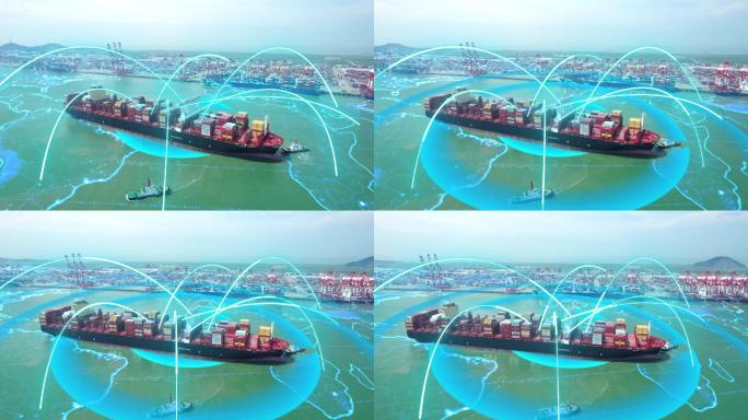 国际贸易-地图辐射-科技港口智慧物流