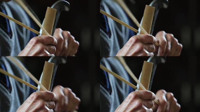 中国传统竹编工艺特写素材
