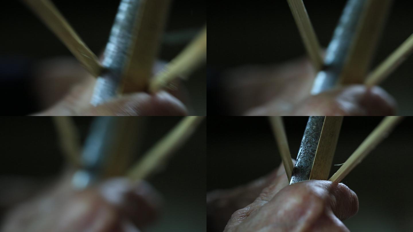 中国传统竹编工艺特写素材