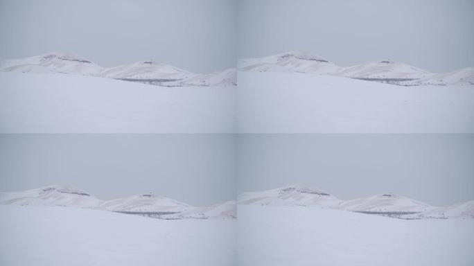 冬天雪地广阔雪山内蒙古空镜