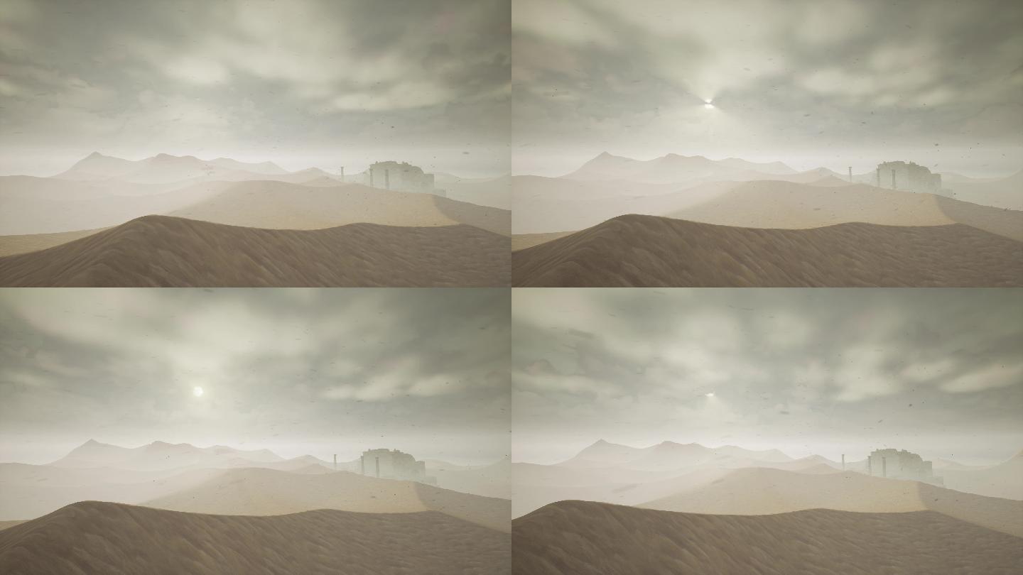 大风沙漠废墟天空环境视频背景