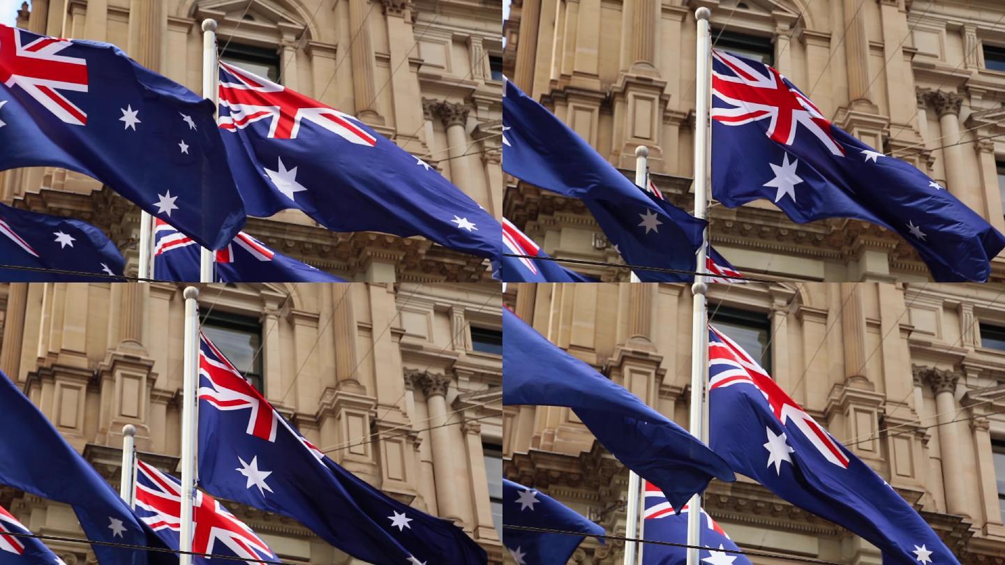 澳大利亚国旗飘扬国旗标志澳大利亚文化蓝色