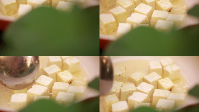 炸豆腐平底锅煎制豆腐块 (4)