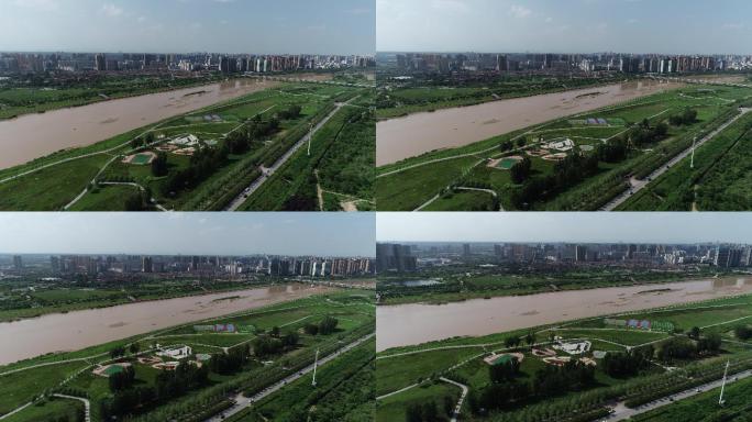 咸阳渭河绕高新航拍4K陕西渭河咸阳宣传片