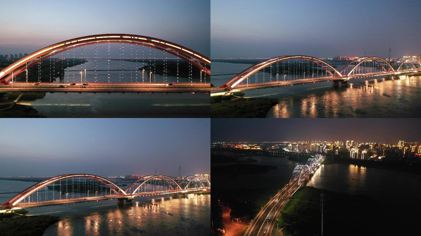 航拍彩虹桥夜景4K