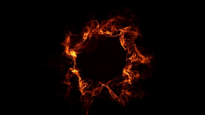 黑色背景中的火环粒子特效魔法光效