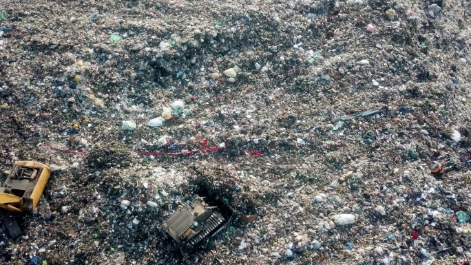 垃圾山俯瞰俯视垃圾焚烧垃圾处理