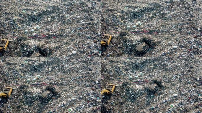 垃圾山俯瞰俯视垃圾焚烧垃圾处理