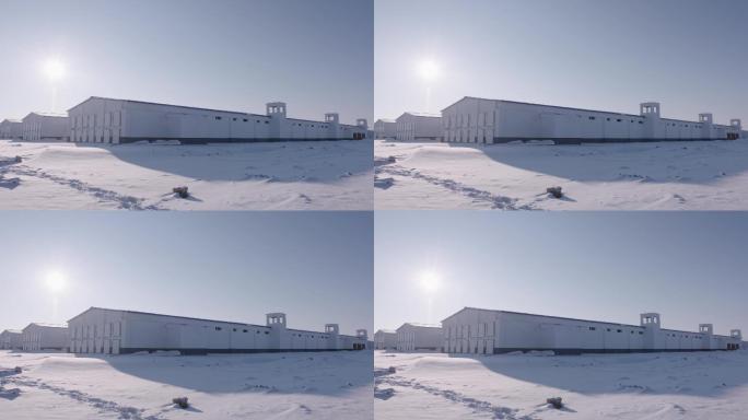 冬季雪景阳光平房空镜