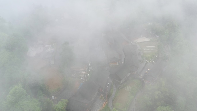 湘西 十八洞村 精准扶贫 大气航拍 云雾