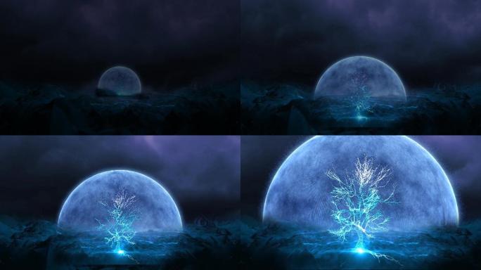 宇宙、月球、精灵树