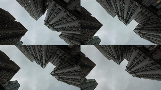 市中心摩天大楼的高立面图