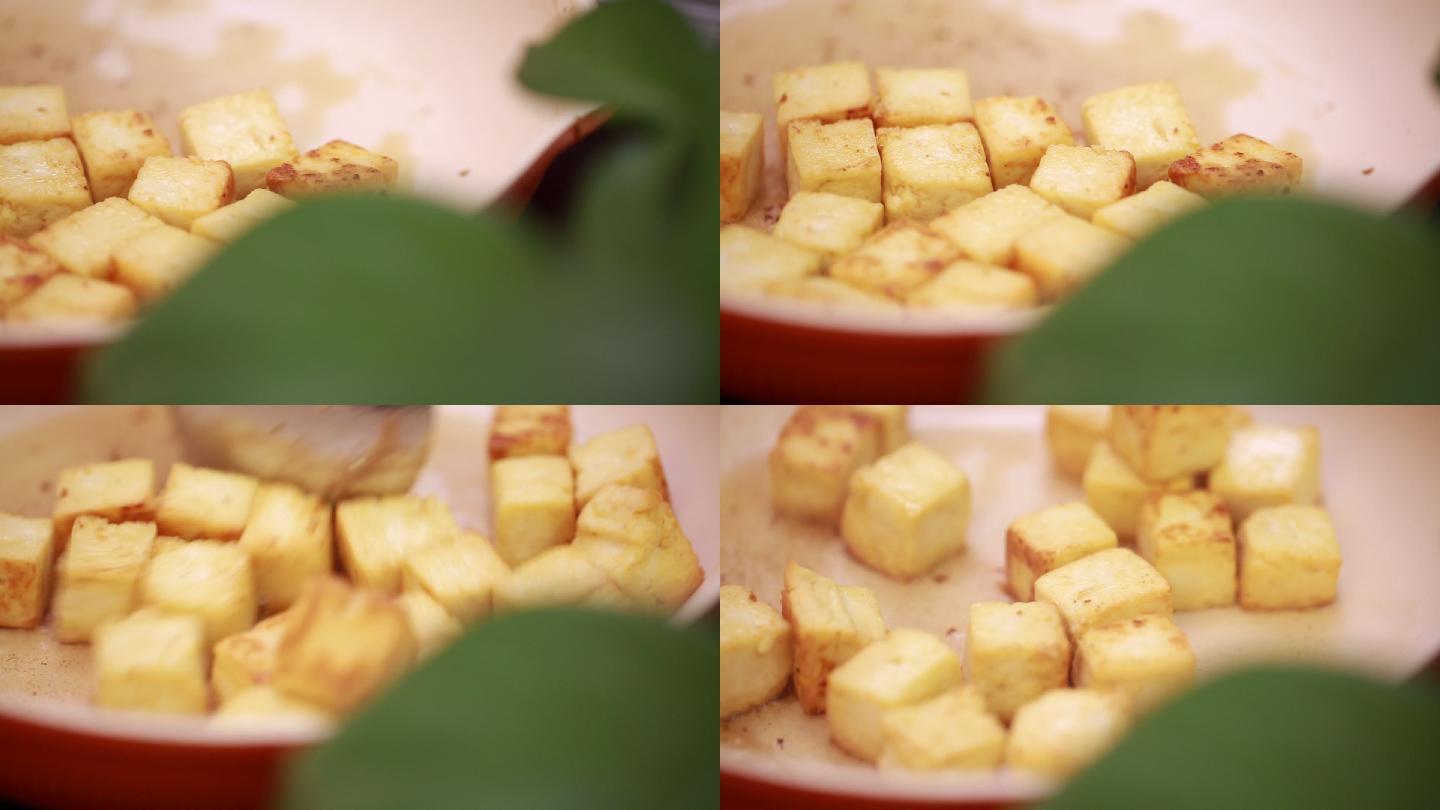 炸豆腐平底锅煎制豆腐块 (11)