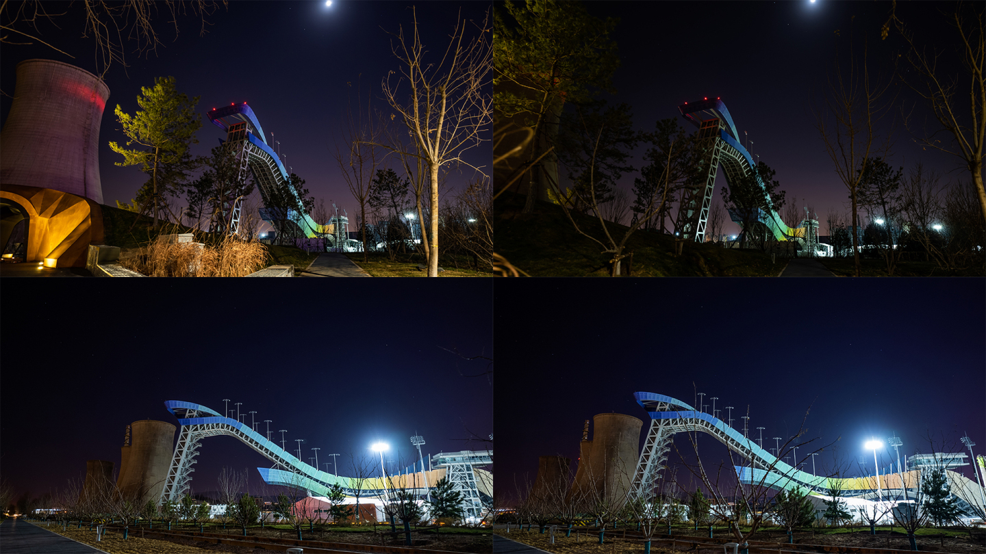 【4K】首钢园冬奥滑雪跳台-夜景移动空镜