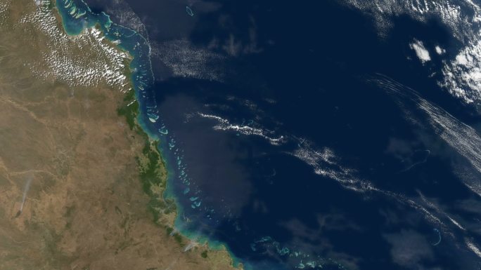 从太空看澳大利亚昆士兰大堡礁