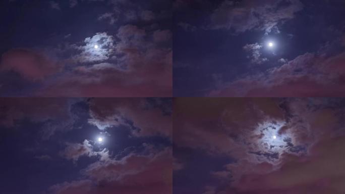 天空中有满月的延时
