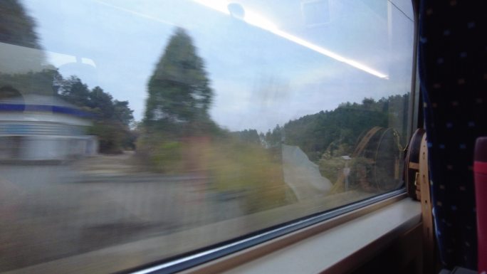 高铁动车火车窗风景