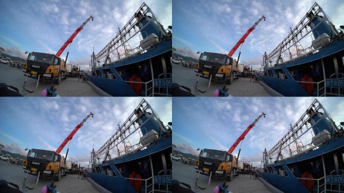 渔货码头海鲜卸货视频