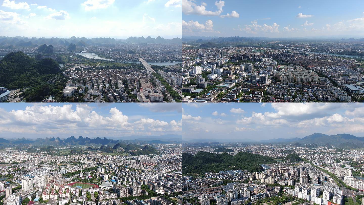桂林城市上空4k航拍高清
