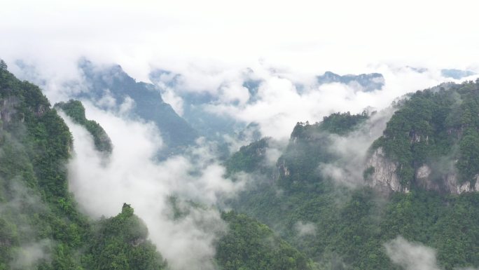 湘西 十八洞村 精准扶贫 大气航拍 云雾