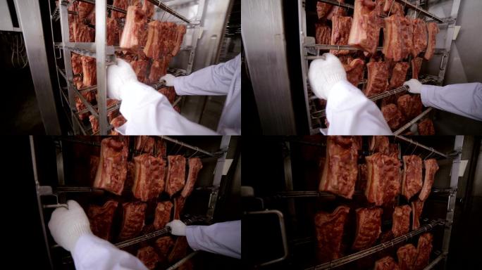 烟熏房食材肉类实拍视频素材