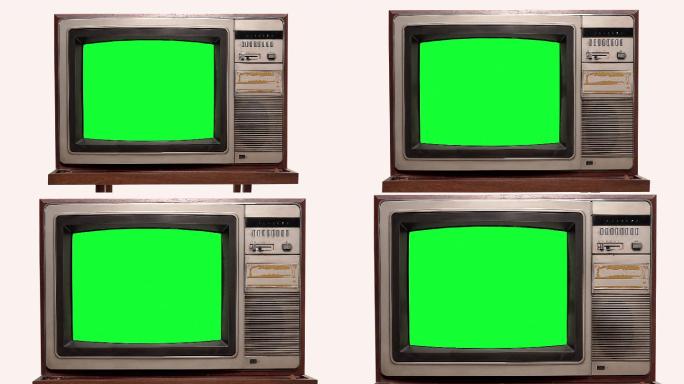 老式电视，白色背景上有信号干扰