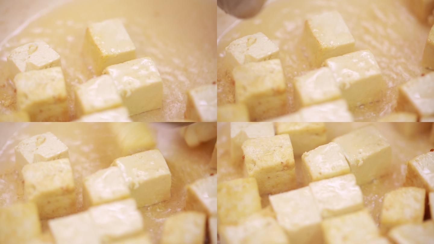 炸豆腐平底锅煎制豆腐块 (5)