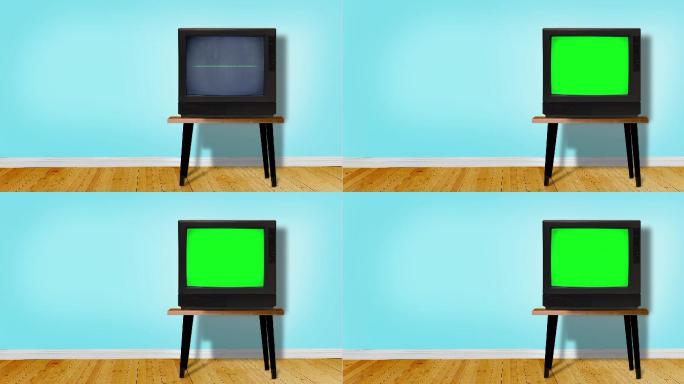 复古电视，带彩色按键屏幕