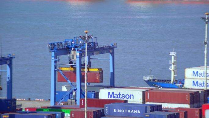 厦门港口码头集装箱视频素材码头作业