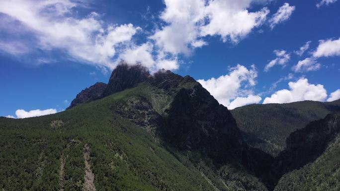 藏区山区蓝天白云航拍