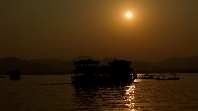 杭州西湖黄昏风景