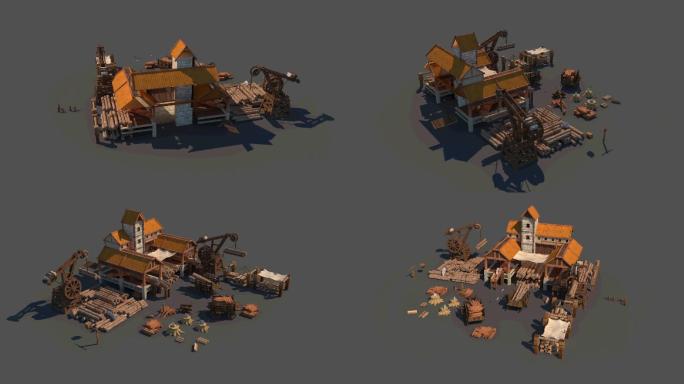 木材厂加工收集木材