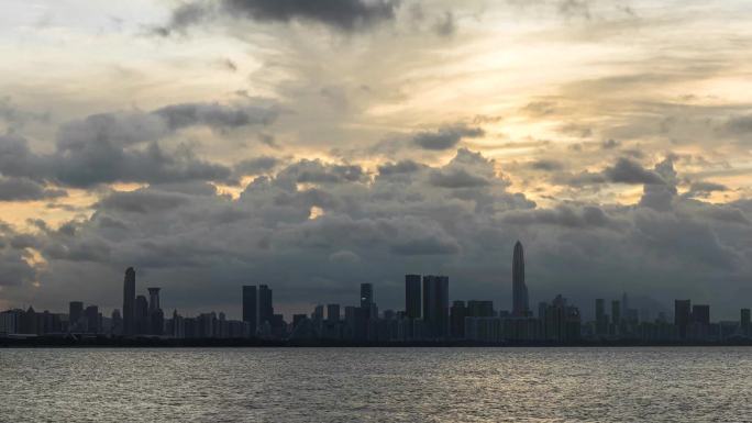 深圳湾日出之深圳中心区延时摄影