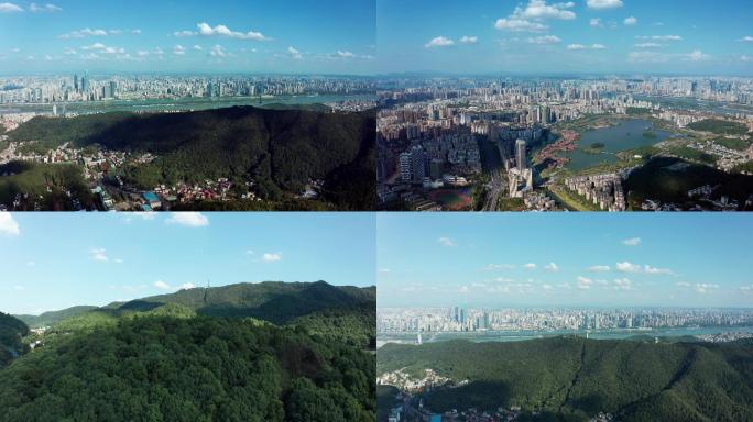 长沙航拍大景岳麓山西湖公园城市大景 4K