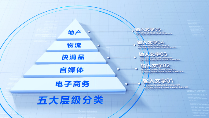 【3-6层】简洁金字塔层级分类AE模板