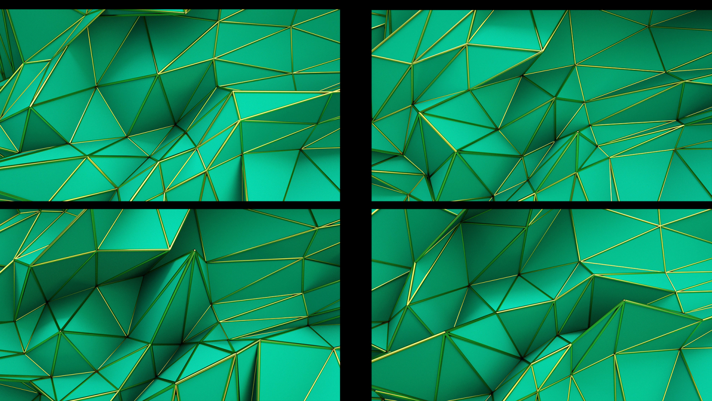 【4K时尚背景】3D几何金绿空间炫酷折角