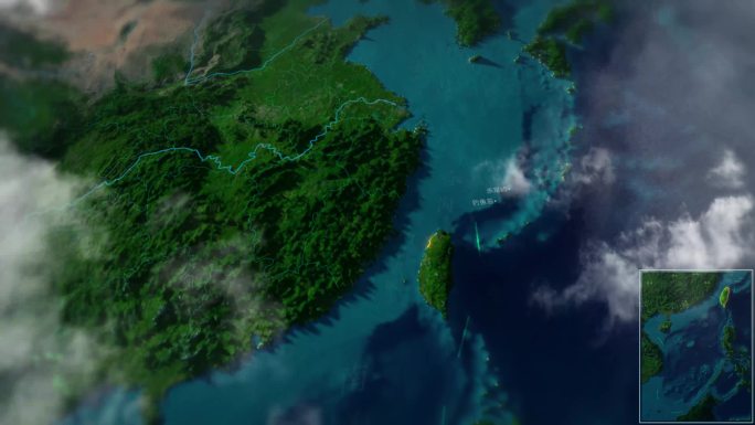 台湾省俯冲地形图AE模板4K