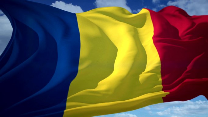 罗马尼亚国旗在风中飘扬