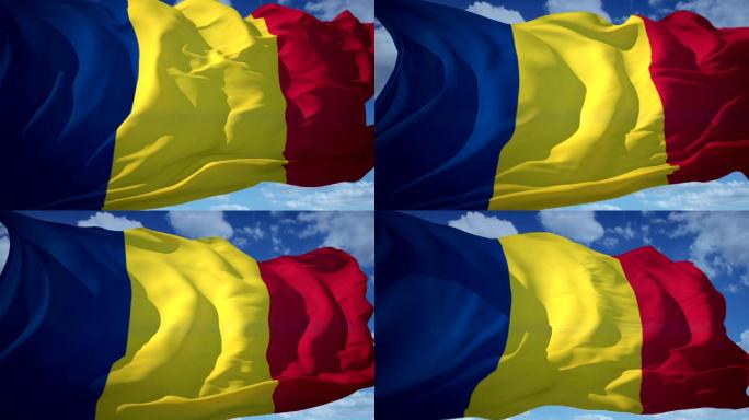 罗马尼亚国旗在风中飘扬