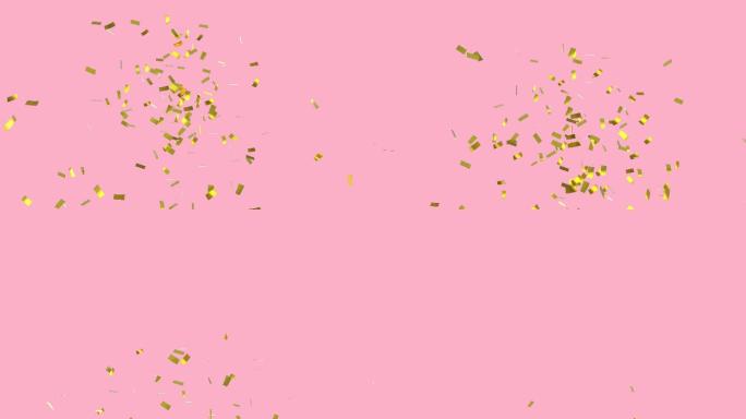 金色五彩纸屑落在粉色背景上的数字动画