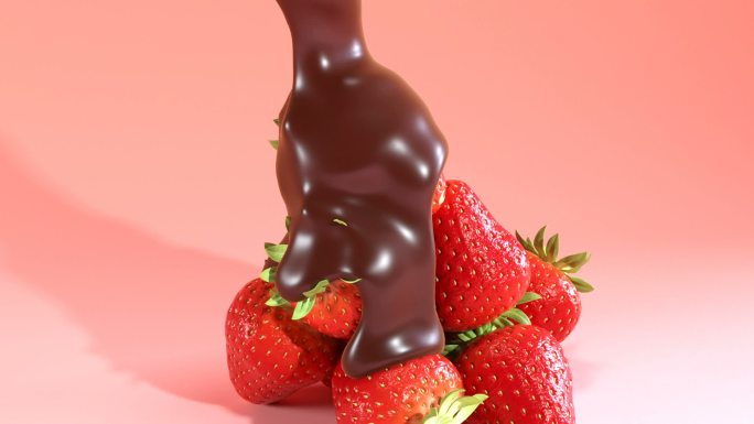 巧克力流动草莓动画c4d源文件
