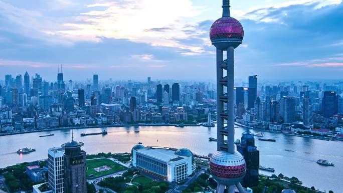 上海东方明珠塔魔都日转夜一线城市浦东区